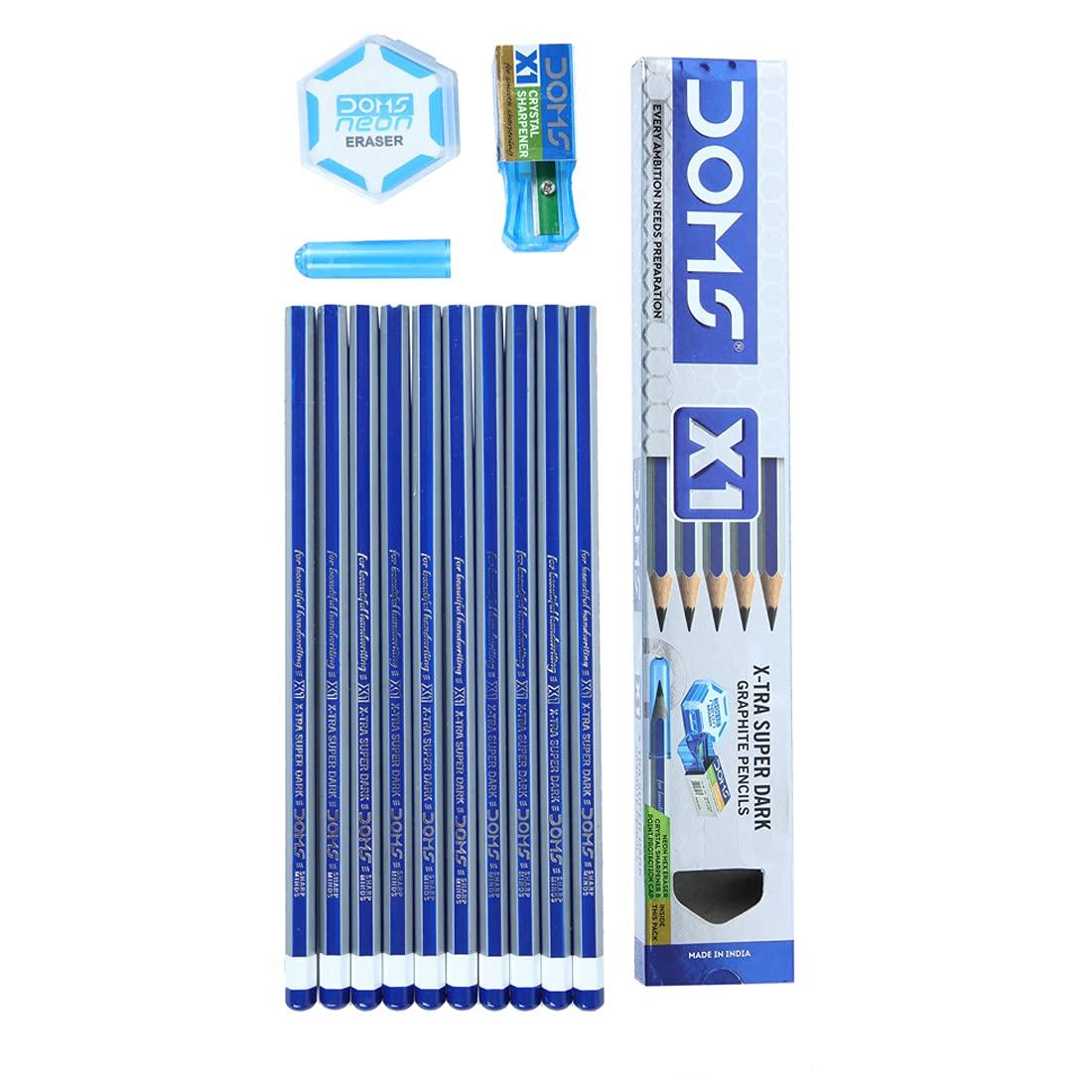 Doms X1 X-Tra Super Dark Graphite Pencils - Pack of 10 Pencils