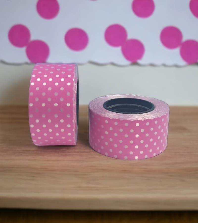 Dotted Curly Ribbon - 1" Wide, 10 Meter Rolls, Set of 2, Baby Pink Color