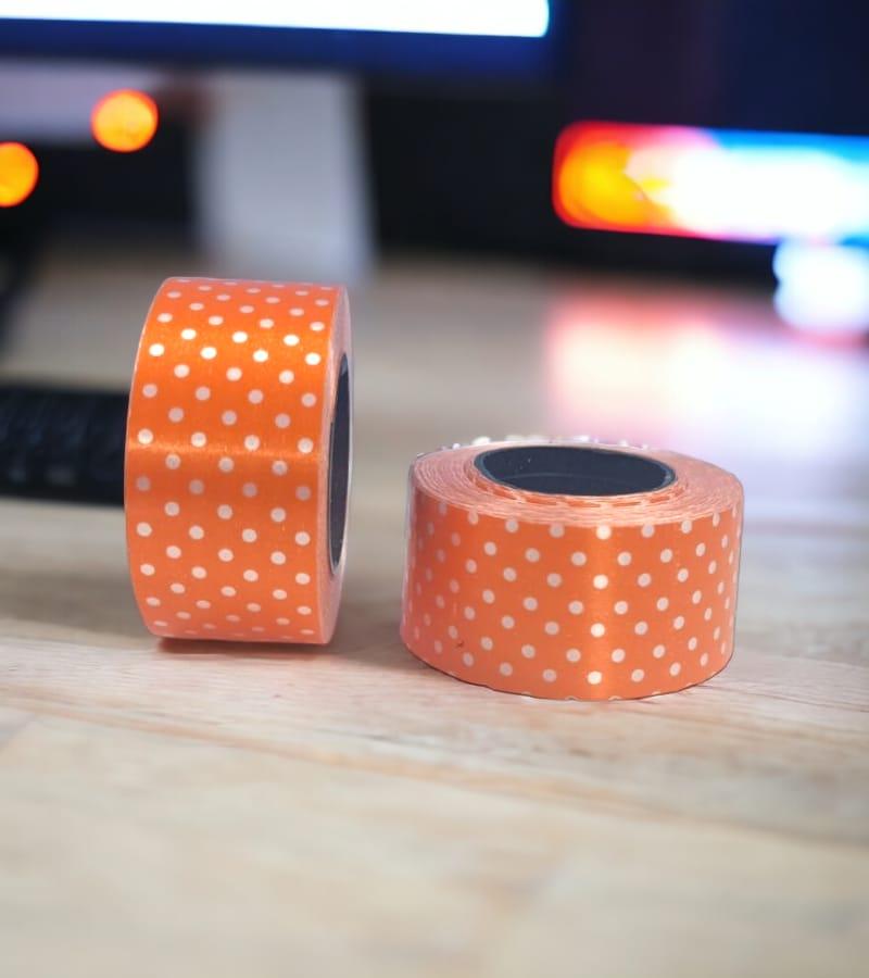 Dotted Curly Ribbon - 1" Wide, 10 Meter Rolls, Set of 2, Orange Color
