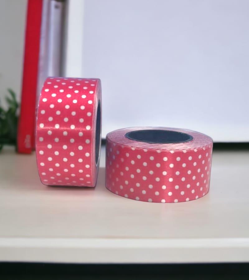 Dotted Curly Ribbon - 1" Wide, 10 Meter Rolls, Set of 2, Red Color