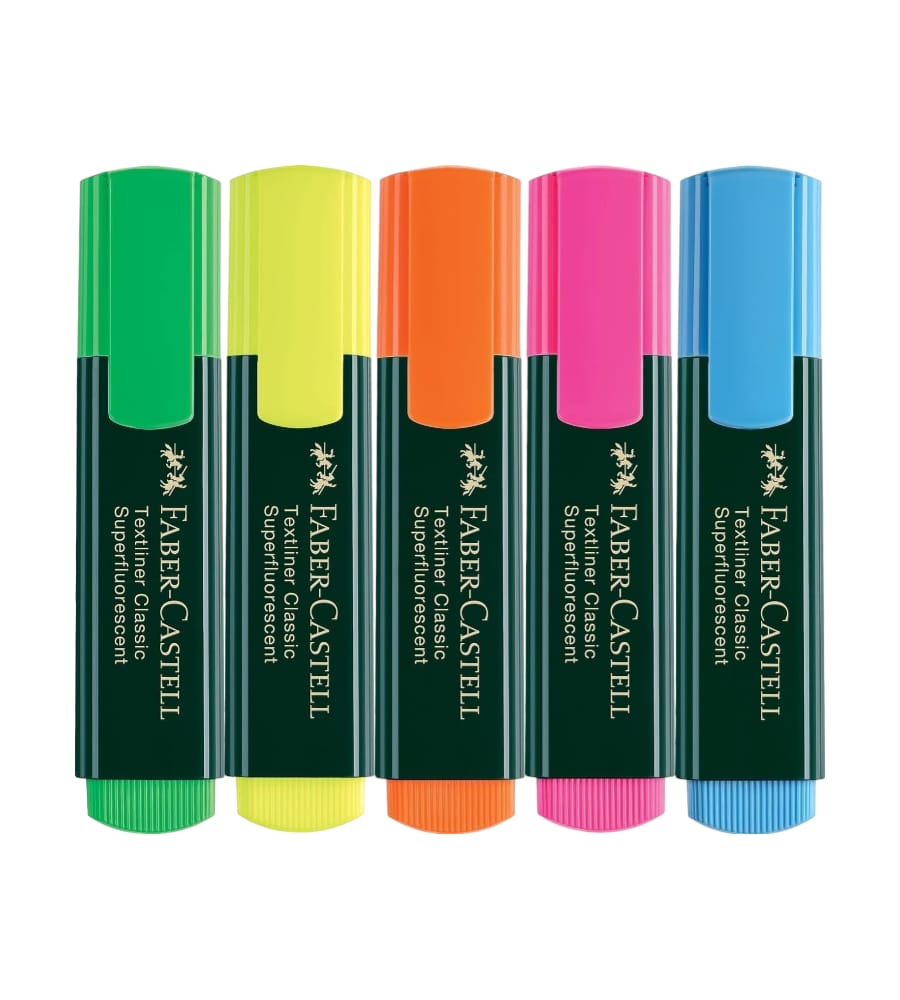 Faber-Castell Fine Textliner Highlighter Pack - 5 Assorted Colors