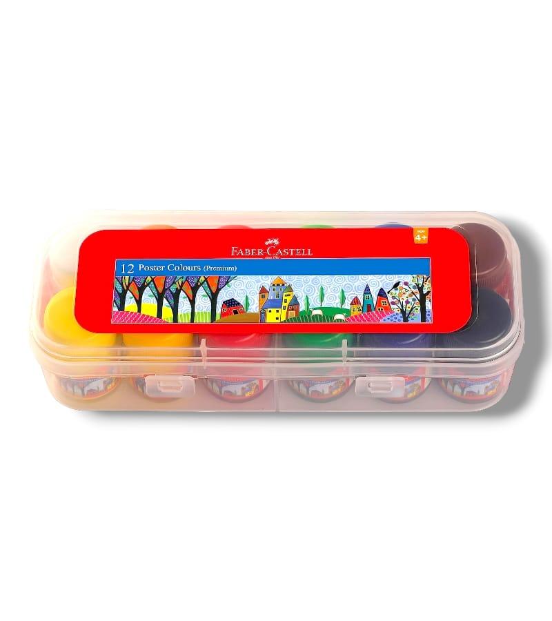 Faber-Castell Poster Color Plastic Box - Pack of 12 Assorted Matte Colors