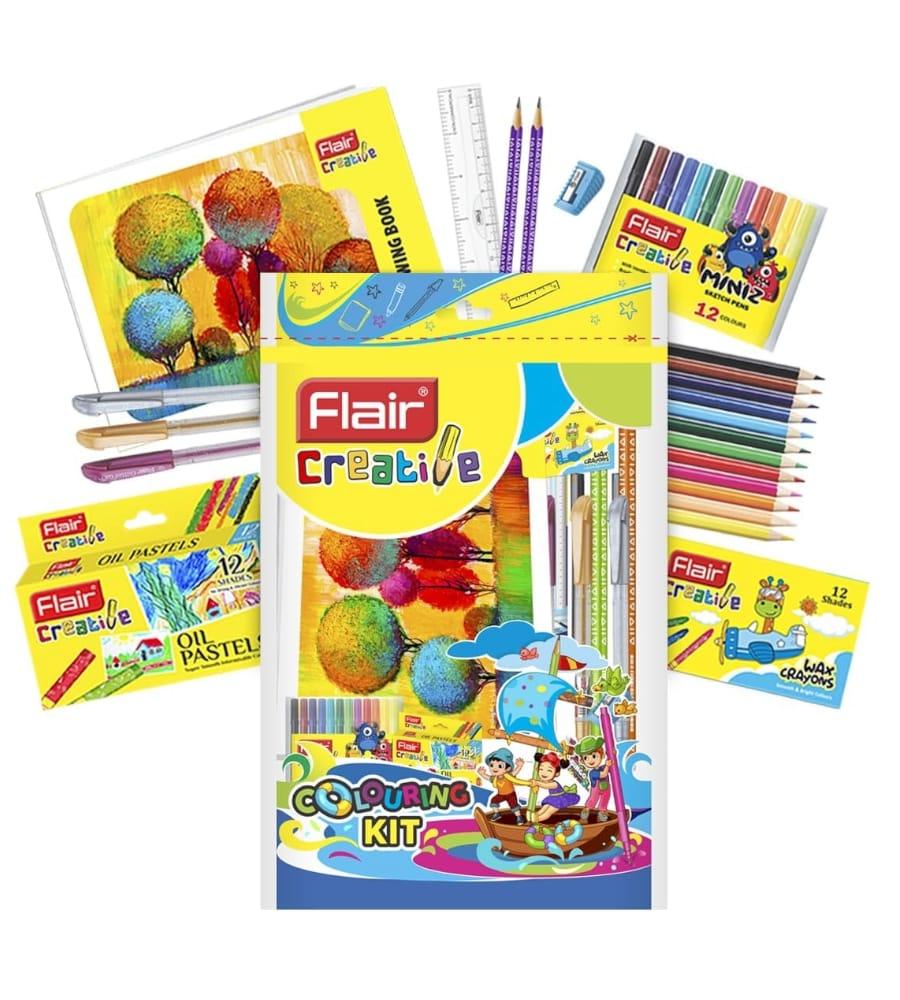 Flair Creative Colouring Kit - 11-in-1 Creative Gift Pack for Kids