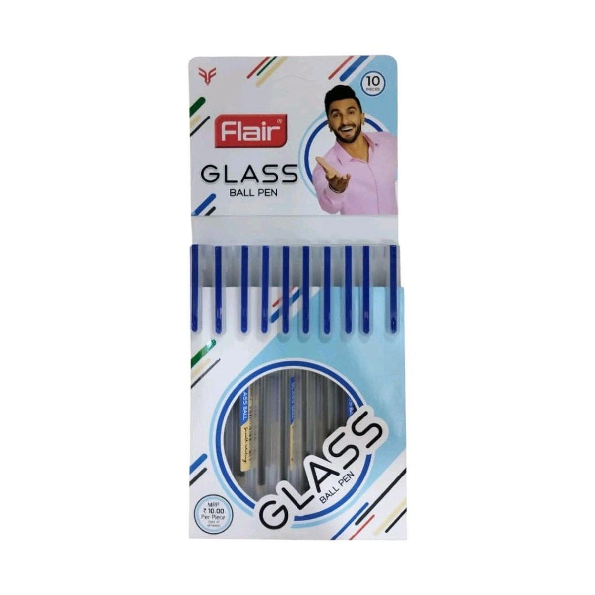 Flair Glass Ball Pen - Pack of 10, Blue Ink