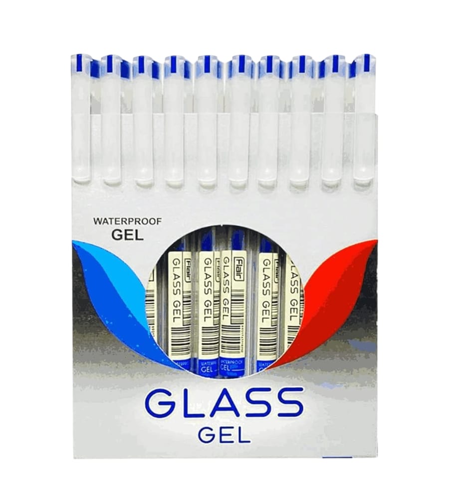 Flair Glass Gel Pen - Pack of 10, Blue Ink