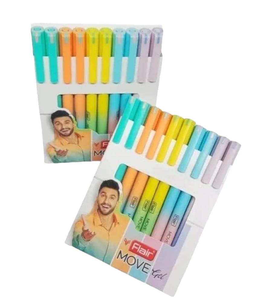 Flair Move Gel Pen - Pack of 10, Blue Ink
