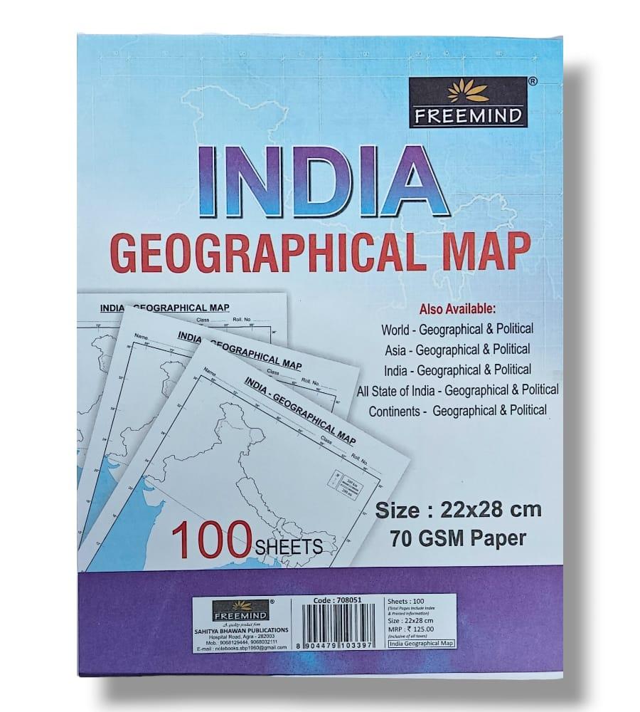 Freemind India Geographical Map 70 GSM, 22 x 28 cm – 100 sheets