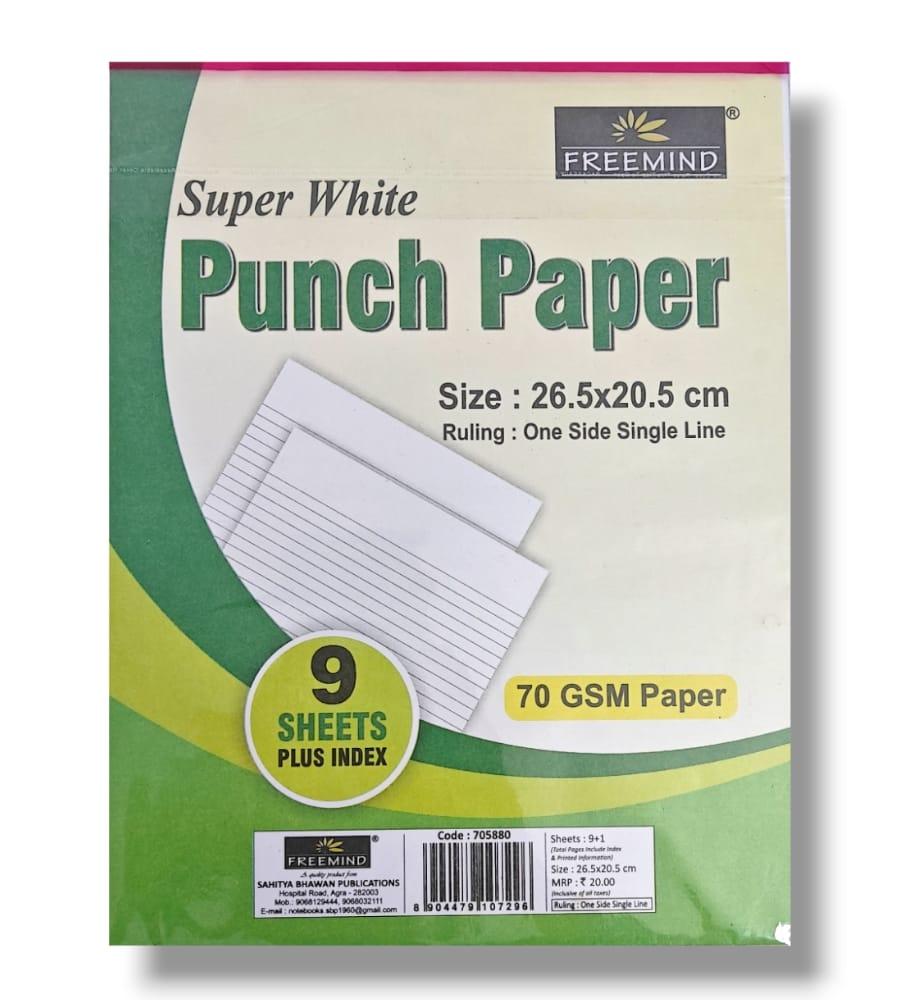 Freemind Punch Sheet 26.5 x 20.5 cm, 70 GSM – One Side Single Line, Pack of 9 Sheets Plus Index