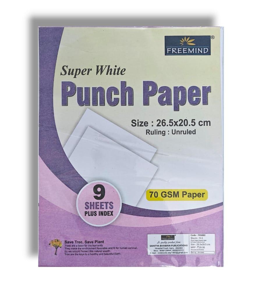 Freemind Punch Sheet 26.5 x 20.5 cm, 70 GSM – Unruled, Pack of 9 Sheets Plus Index