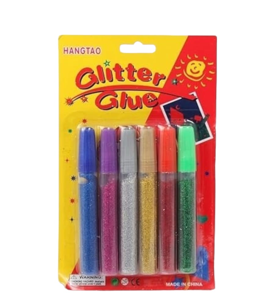 Glitter Sparkle Adhesive Glue for Children Art & Craft Work – Pack of 6