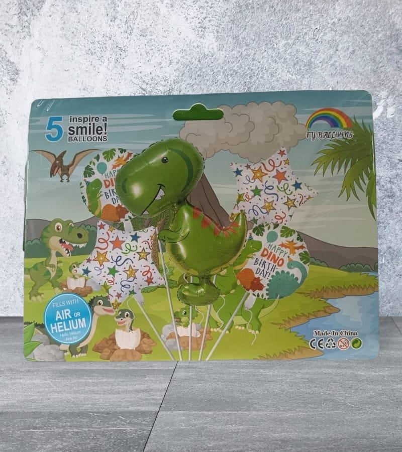 Green Color Baby Dragon Theme Foil Balloon - Set of 5 Pieces