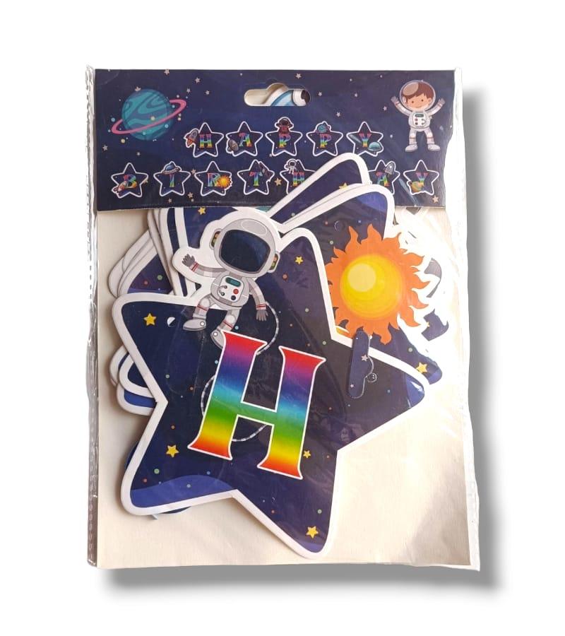 Happy Birthday Space Banner – Blast Off Space-Themed Birthday Decoration