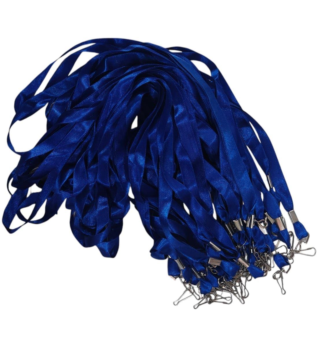 ID Card Lanyard with Swivel J-Hook Metal Clip Pack of 50 Neck Strap for ID Badge Holder Blue