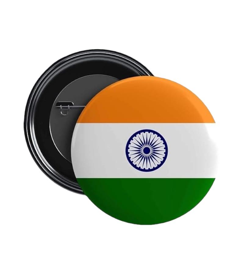India Flag Badges – Round Pin Button for Independence & Republic Day, Pack of 1