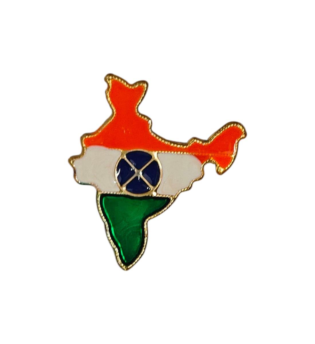 India Map Badges – Map Design Pin Button for Independence & Republic Day, Pack of 1