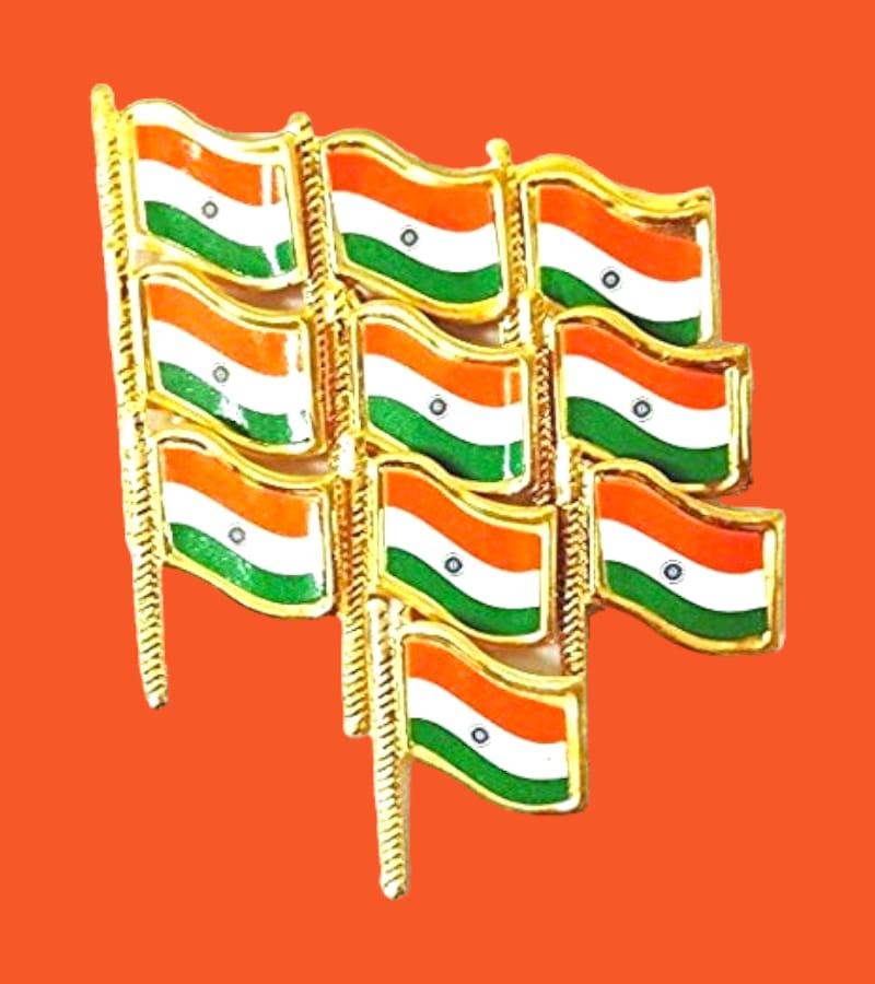 Indian National Flag Brass Lapel Pin - Pack of 3