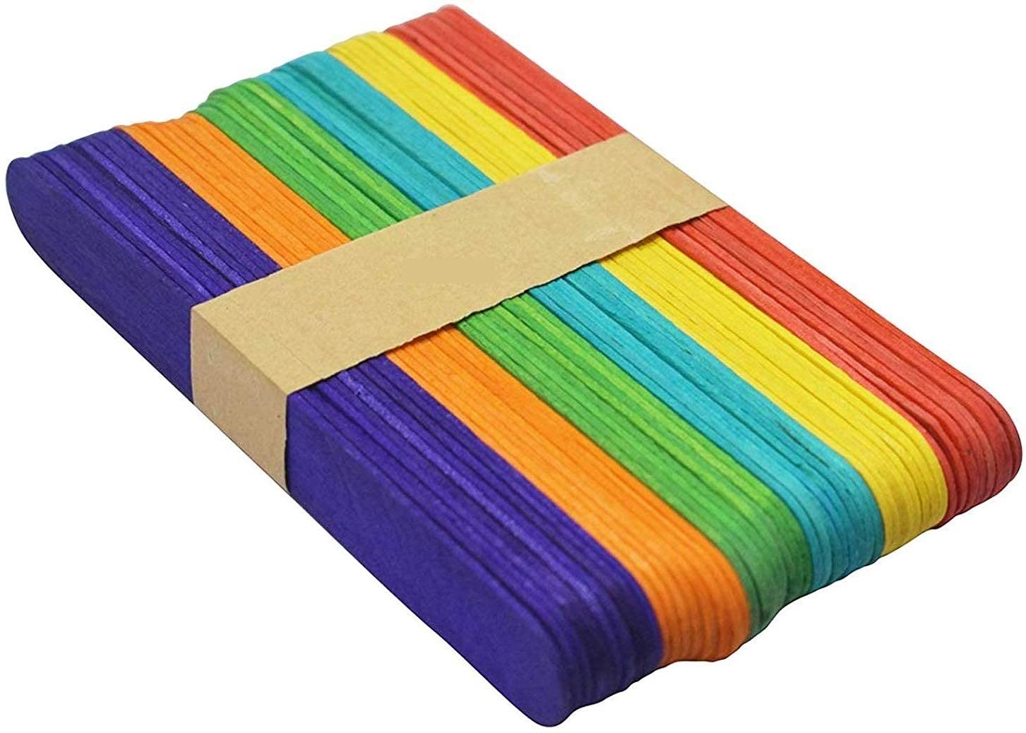 JCC Colored Wooden Ice Cream Sticks - 50 Pieces Set