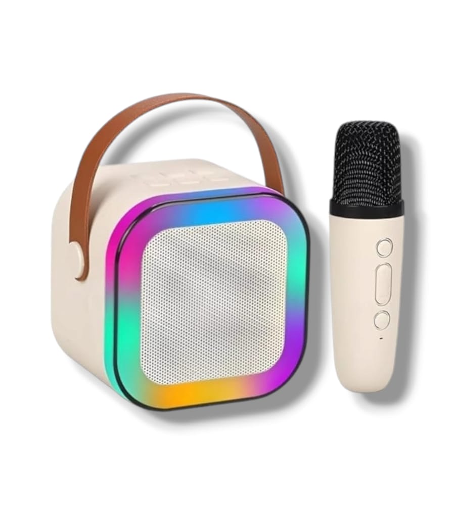 K12 Wireless Karaoke Speaker with Single Mic, 6W Bluetooth Speaker with RGB Lighting for Party