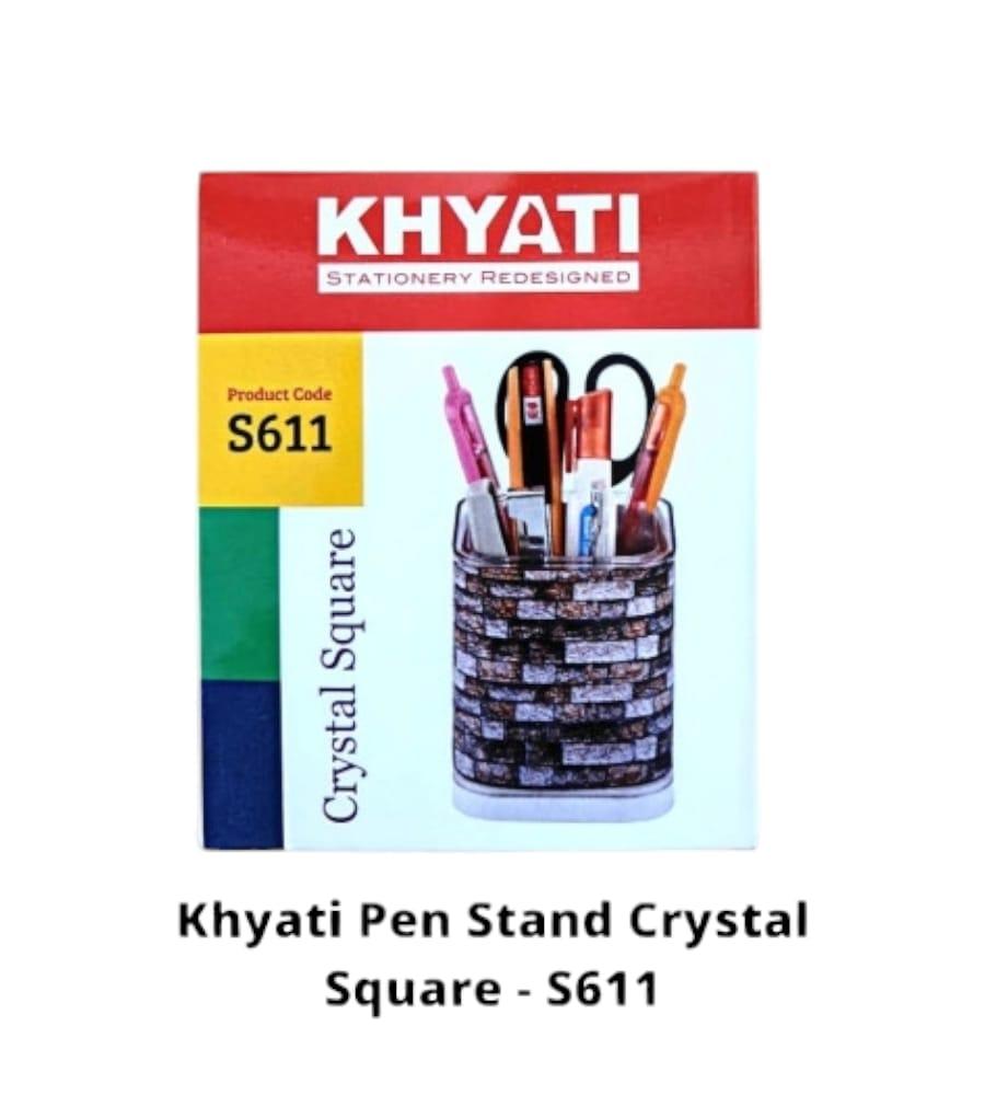 Khyati Crystal Square Pen Stand - S611