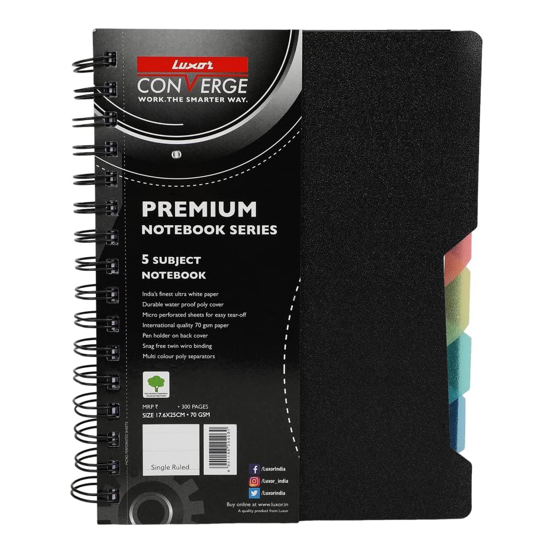Luxor 20409 Wiro Single Line 5 Subject Notebook – 17.6 x 25 cm, 300 Pages