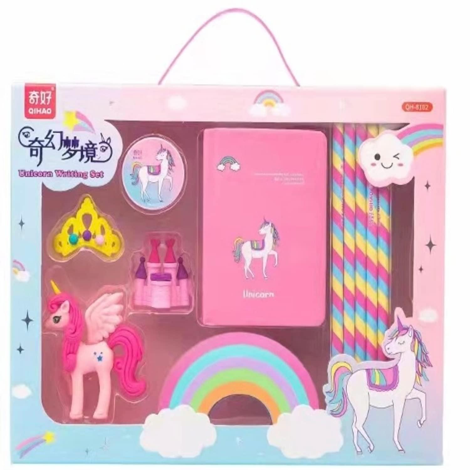Magical Unicorn Stationery Set – Pencils, Erasers, Sharpener & Diary for Kids