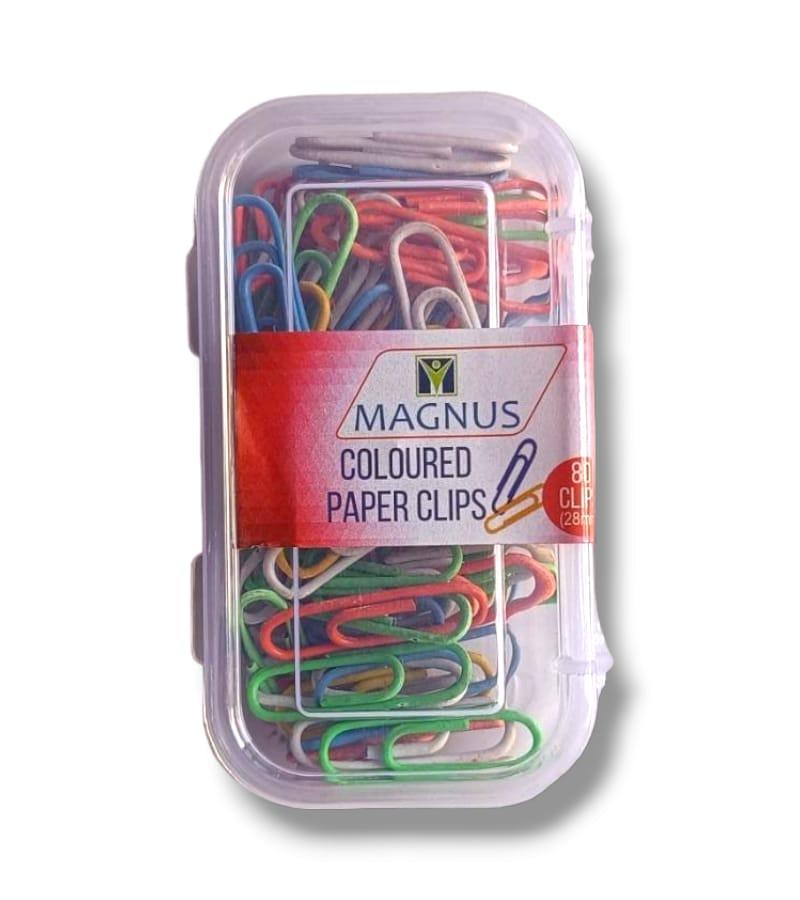 Magnus Coloured 'U' Paper Clips - 80 Clips, 28mm