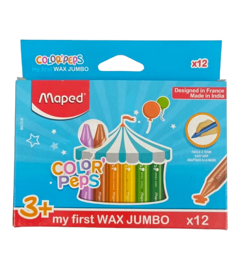 Maped Color Peps Wax Crayons Jumbo - 12 Shades