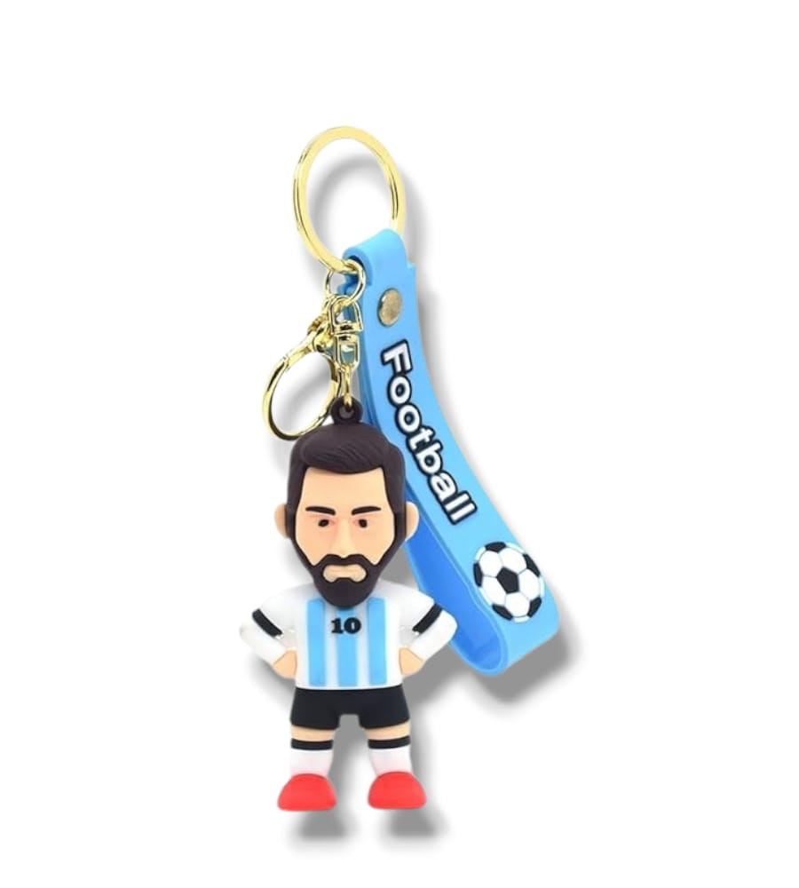 Messi 3D Rubber Keychain with Long Strap – Premium Big Size Football Keychain