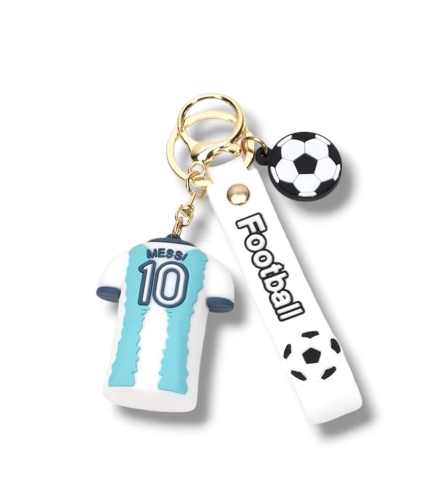 Messi Blue Jersey 3D Rubber Keychain with Strap - Big Size Premium Quality Football Keychain