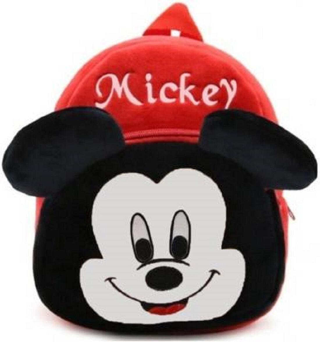 Mickey Soft Material Cartoon Backpack - Red and White School Bag for Kids and Toddlers