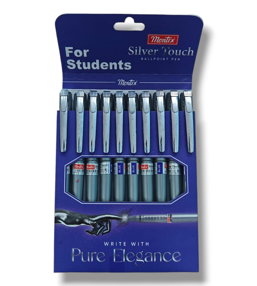 Montex Silver Touch Ball Pen – Pack of 10, Blue color