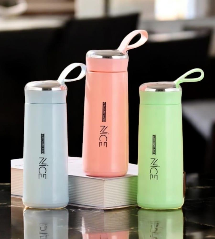 Nice Water Bottle - 400 ML BPA-Free Bottle, Glass Inner Liner with Plastic Shell, Multicolor