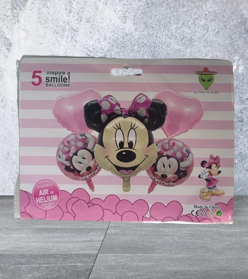 Pink Mickey Mouse Cartoon Foil Balloon - Set of 5 Pieces