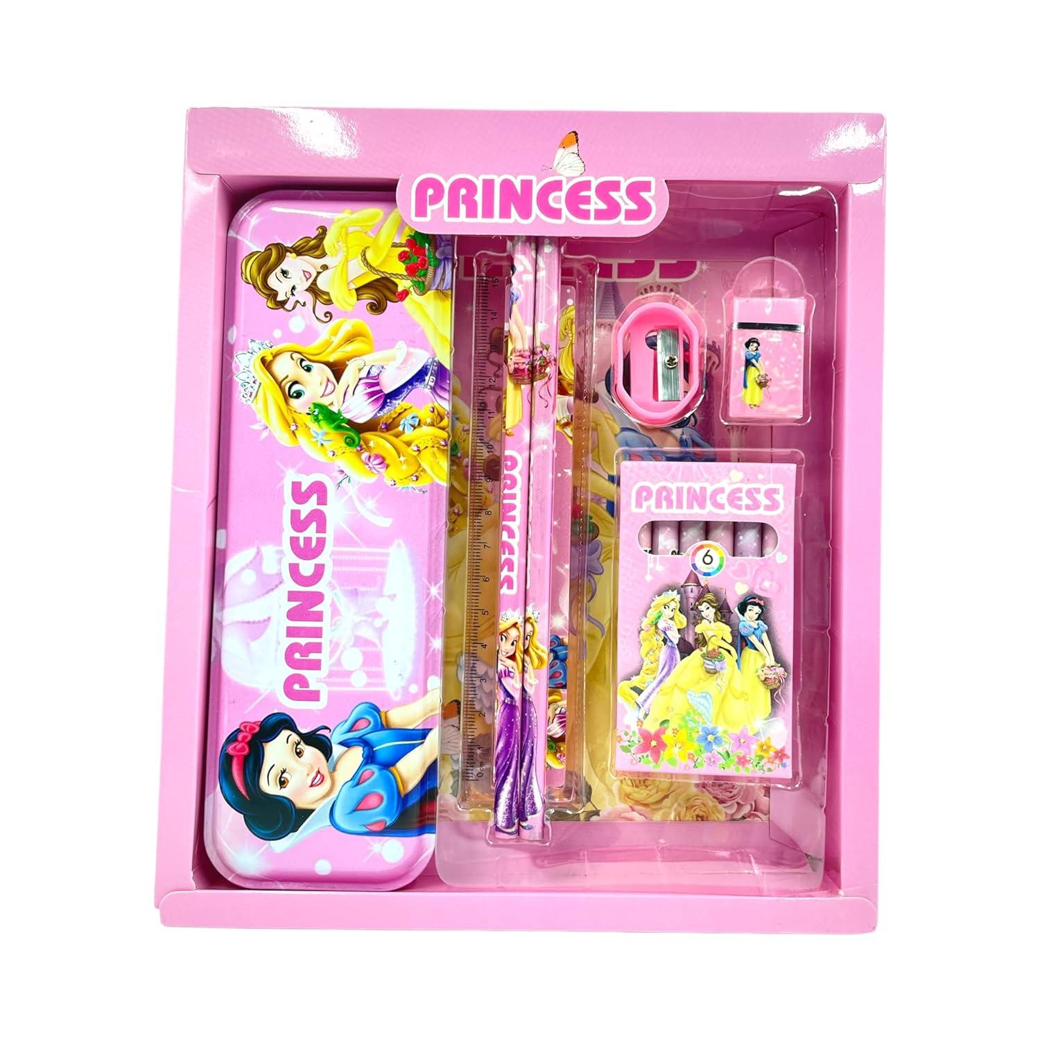 Princess Stationery Kit Gift Set for Kids – 6 in 1 Cartoon School Items for Kid