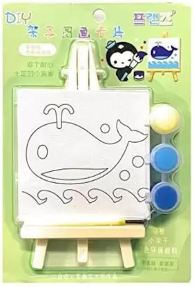Printed Canvas Board mini-Includes Brush and Paint Colours