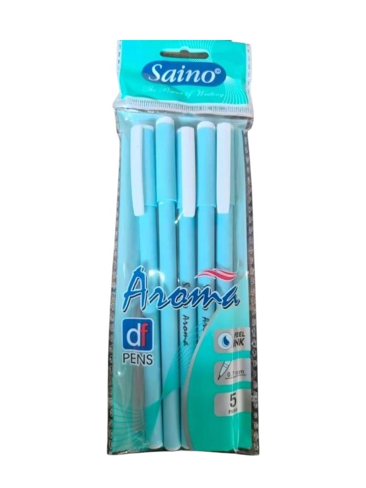 Saino Aroma Blue Ball Pens | 0.7mm Fine Tip | Smooth Writing, Long-Lasting Ink | Pack of 10