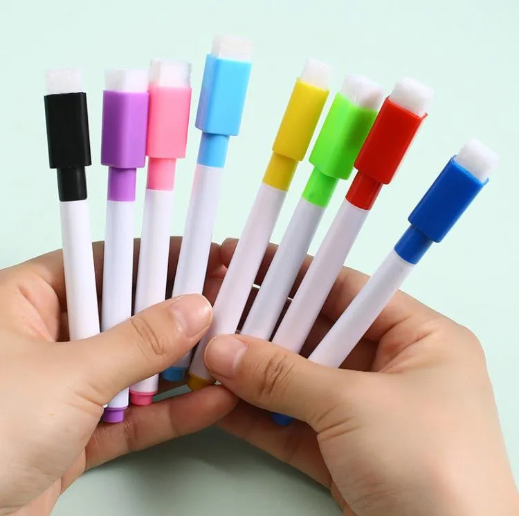 Set of 5 dry erase Black ink Whiteboard Markers with Mini Dry-Erase duster
