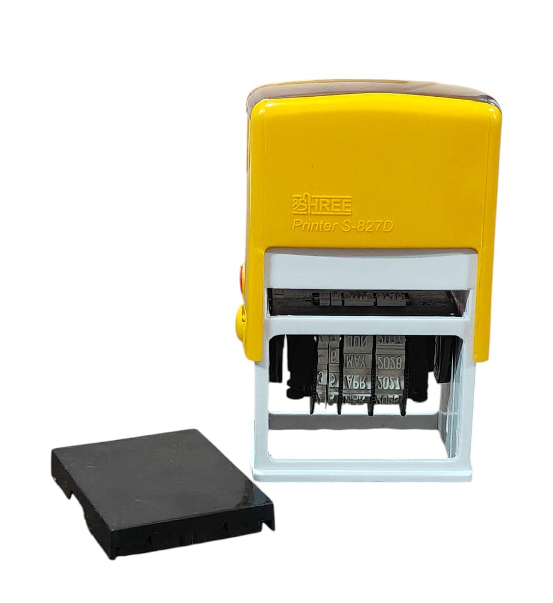 Shree S-827D Self-Inking Adjustable Date Stamp - Blue Ink | Year Range 2017–2028 | Durable Office Stamp with Free Ink Pad