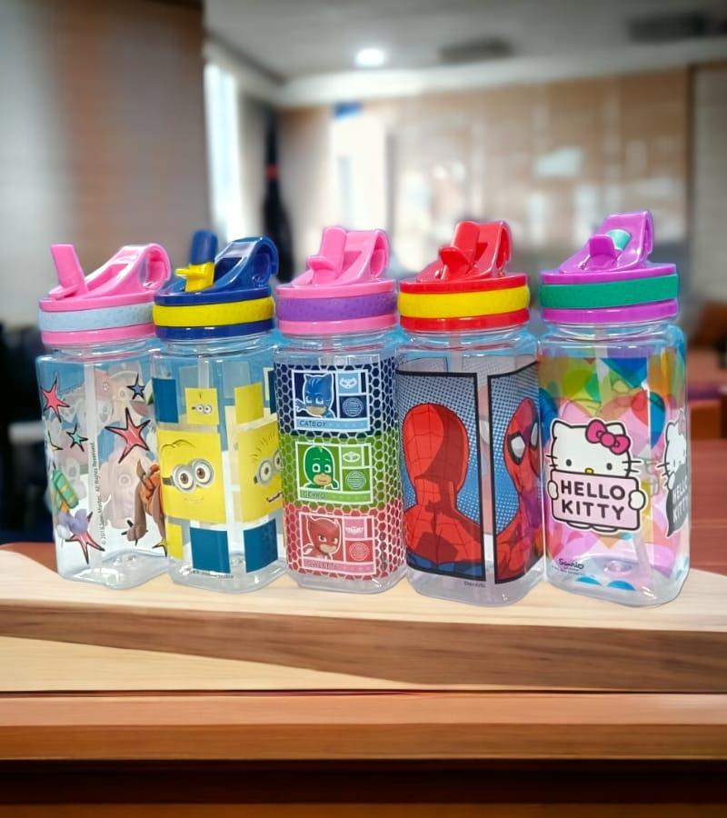 Small Transparent Water Bottle for Kids - 580ml Multicolor