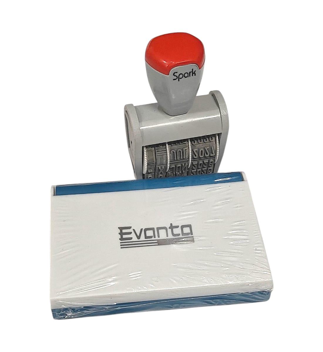 Spark Rubber Stamp Dater 38 x 16 mm with Free Evanta Stamp Pad | 2021–2032 Year Range | For Office & Banks