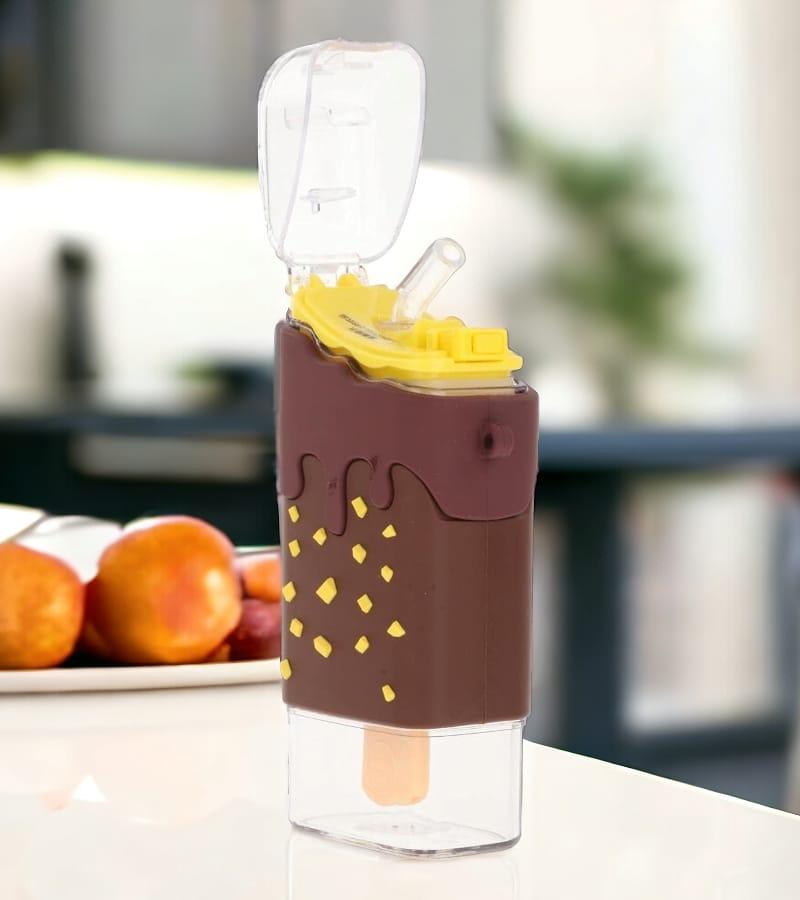Summer Cute Ice Cream Water Bottle with Straw Portable Leakproof - 300 ml
