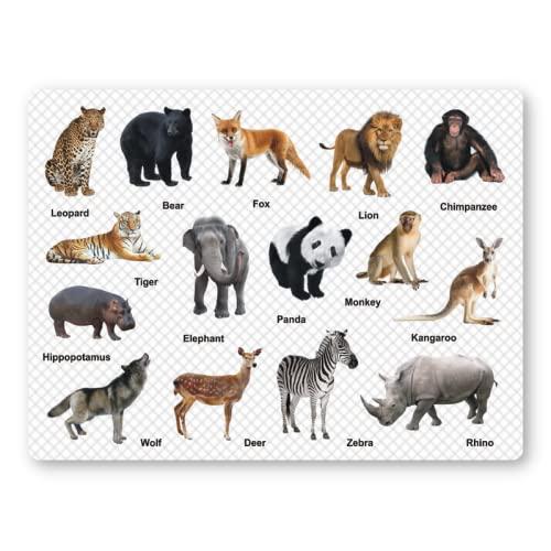 Toyz Villa Early Educational Colorful Wild Animals Printed Puzzle Learning Board for Kids