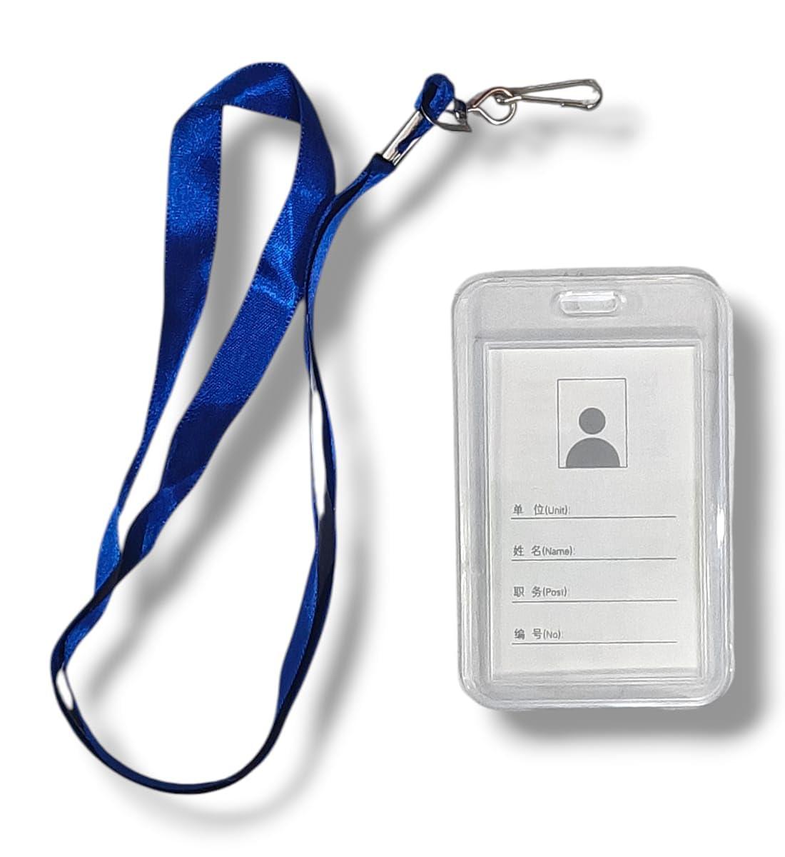Transparent ID Card Holder Badge with Lanyard | White Vertical Card Holder with Lanyard for Office, School, College Use | Set of 1