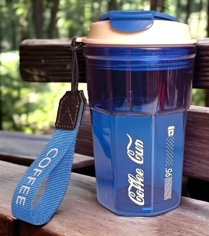 Transparent Sipper/Coffee Cup 400 ml - Blue Color