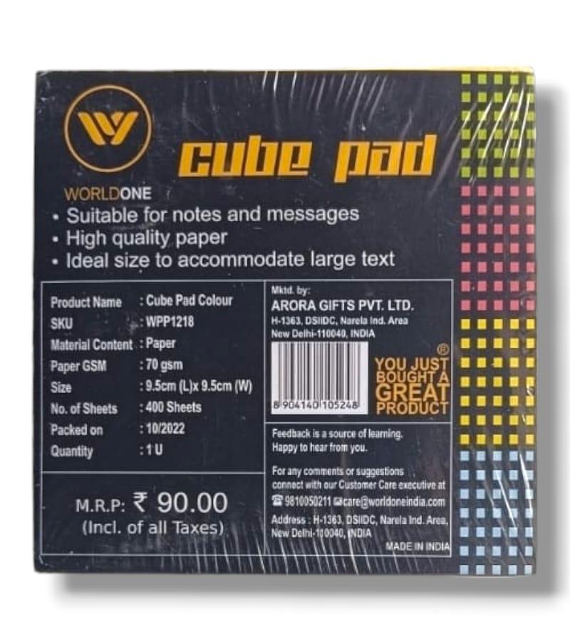 Worldone Coloured Cube Pad Sheets - 9.5 x 9.5 cm, 400 Sheets