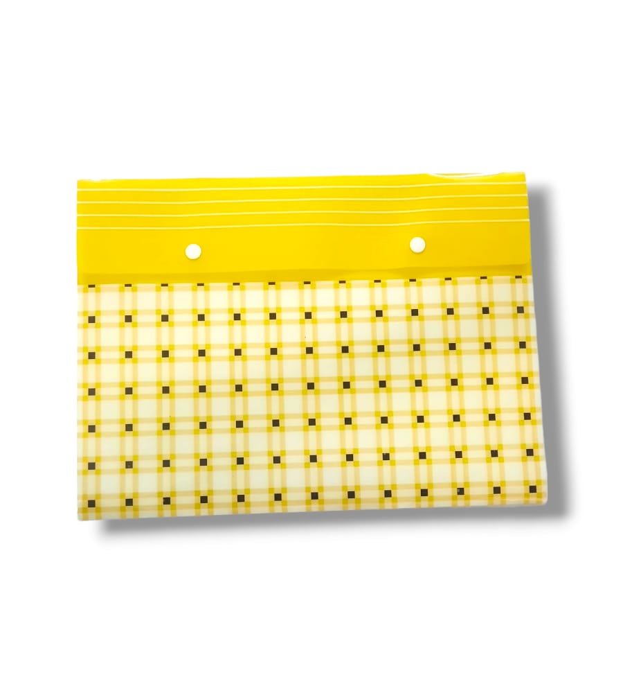 Yellow A4 File Folder – Waterproof Plastic Document Holder with Snap Button | Durable Storage for Certificates, Papers & Documents | Ideal for Office & School Use