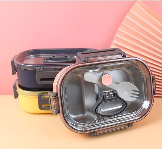 PREMIUM STAINLESS STEEL LUNCH BOX WITH SPOON CUM FORK, 4 LOCKS